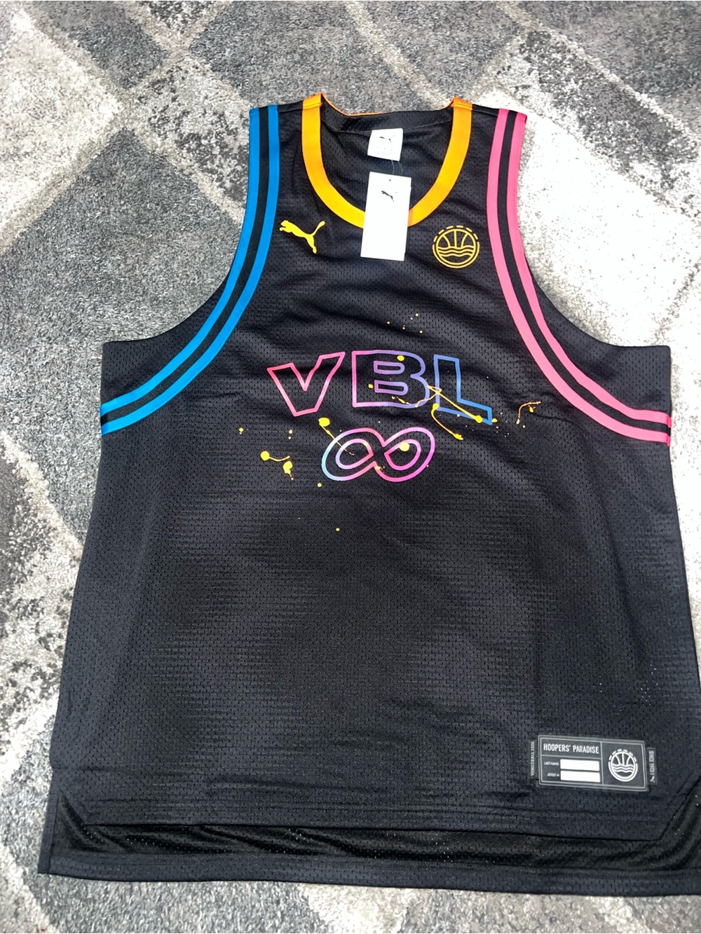 Puma Black Basketball Jersey with Orange Trim - Picture 2 of 9